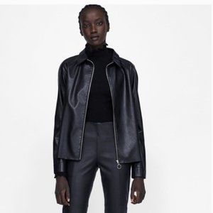 NWT - Zara FAUX LEATHER ZIP TOP size M